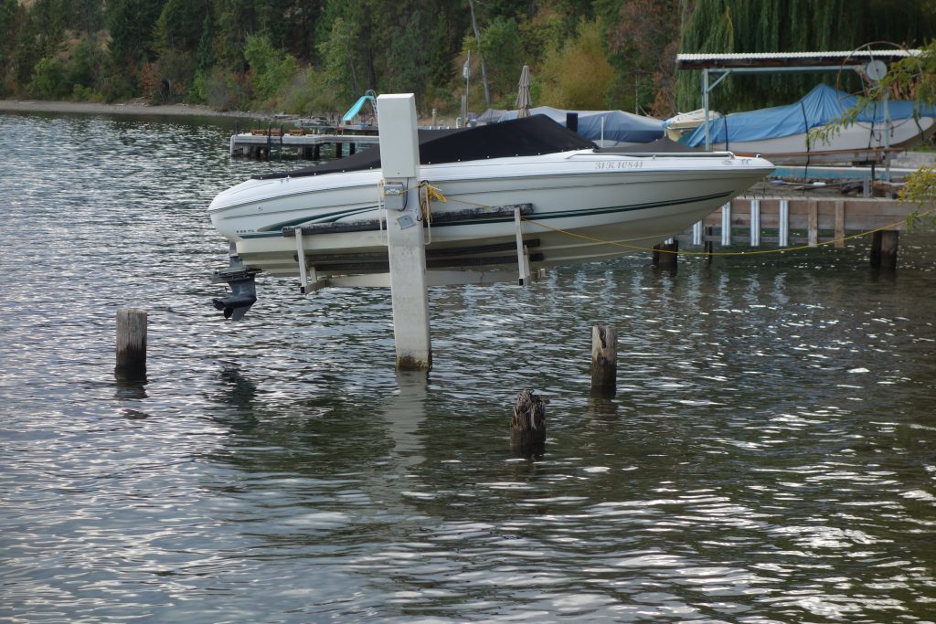 The boat lift after the storm - and no dock